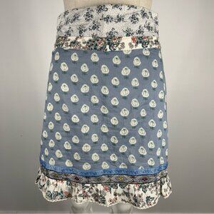 ❤️ Moshiki Chic Floral Mini Wrap Skirt in Blue and White OS